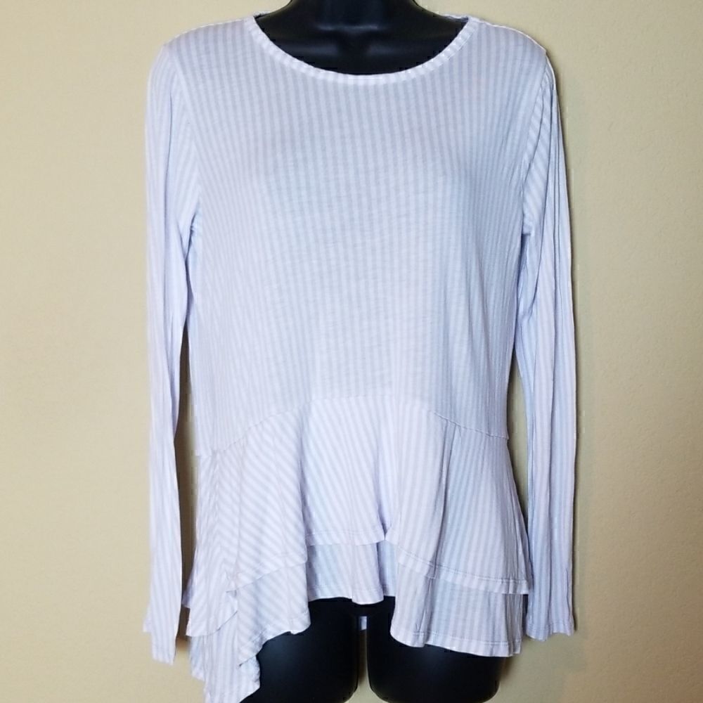 Michael Kors Striped Peplum Top